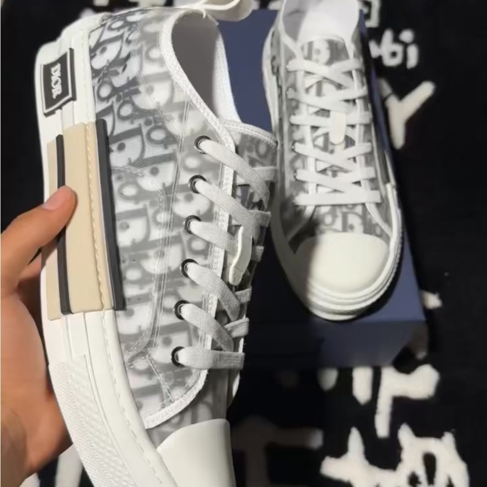 Stylish White and Gray Sneakers